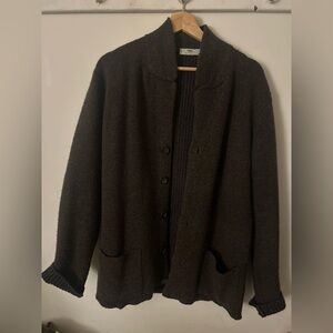 Inis Meain Silk/Cashmere blend Pub Jacket- Brown/Blue- M